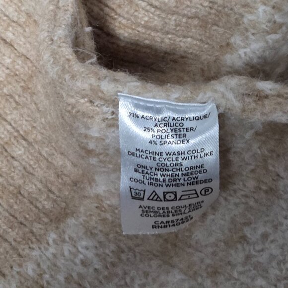 LOFT Outlet Women’s Sweater Large Beige Cream Plaid Knit Pullover Long Sleeve - Picture 4 of 4